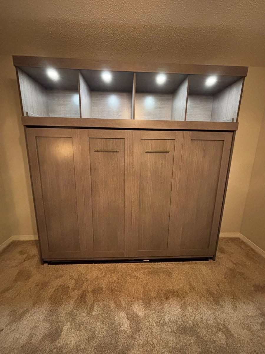 Murphy bed cabinet with built-in lighting